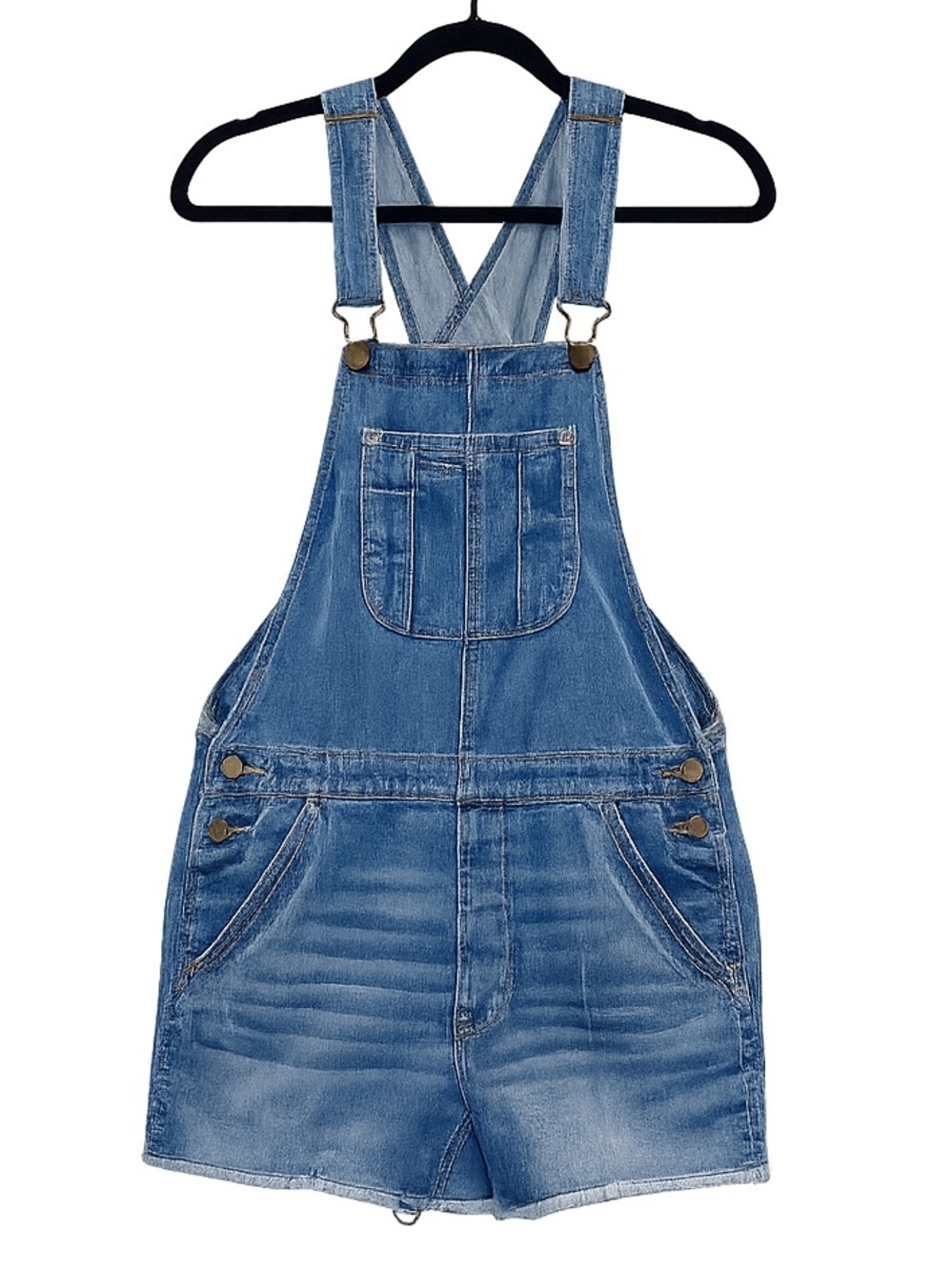 American Eagle Denim Short Overalls Shortalls Size Small Frayed Hem Women’s GUC.